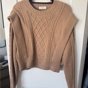Babaton Warm Brown Cable Knit Sweater